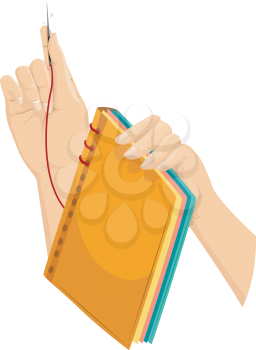 Illustration of a Hand Binding a Book Manually