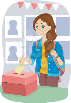 Illustration of a Teenage Girl Casting Her Vote