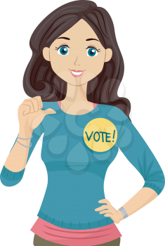 Illustration of a Teenage Student Council Candidate Promoting Herself