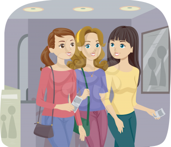 Illustration of Female Teenage Friends Going on a Movie Together