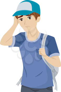 Illustration of a Teenage Boy Worried Over His Prospects