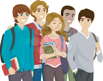 Illustration of a Popular Girl Surrounded by Teenage Guys