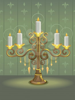 Illustration of a Golden Candelabra with Candles Shining Brightly