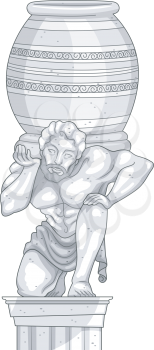 Illustration of a Marble Statue of a Man Carrying a Jar on His Shoulders