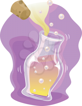 Illustration Featuring Mist Coming from an Open Bottle of Potion