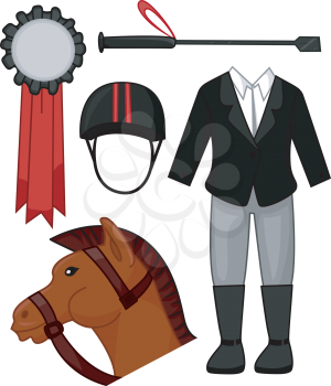 Illustration Featuring Items Commonly Associated with Equestrians