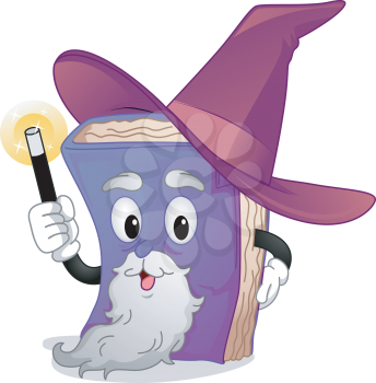 Mascot Illustration of an Old Book Dressed as a Wizard