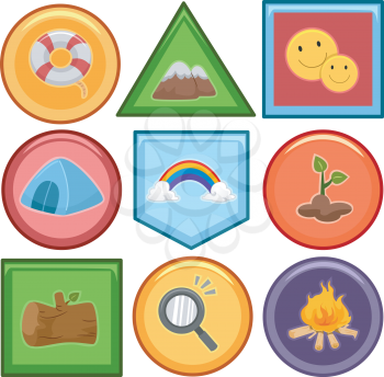 Illustration of a Set of Different Merit Badges
