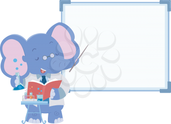 Illustration of a Cute Elephant Teaching Inside a Lab