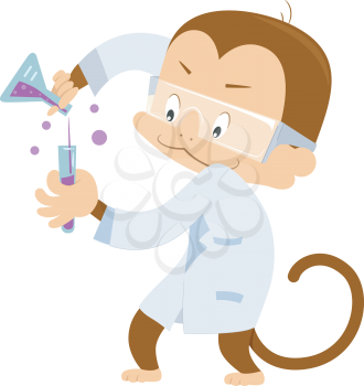 Illustration of a Curious Monkey Conducting a Laboratory Experiment