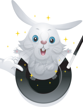 Illustration of a Cute Rabbit Coming Out of a Magic Hat