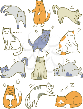 Sketchy Illustration Featuring Different Cat Poses