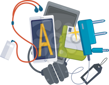 Illustration Featuring Different Gadgets Forming the Word Sale