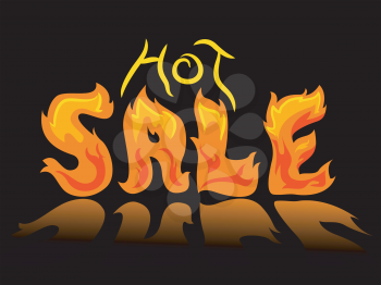 Typography Illustration of Flames Forming the Words Hot Sale