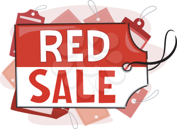 Illustration Featuring Red Tags for a Mall Sale