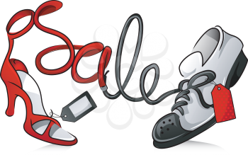 Illustration Featuring Sneakers and a Stiletto for a Shoe Sale