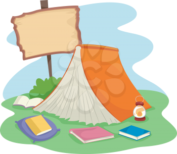 Illustration of a Giant Book Spread Like a Tent