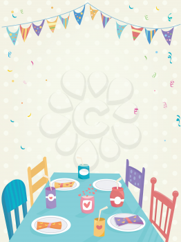 Illustration of a Kids Party Decorated with Colorful Banners