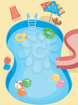 Illustration of a Pool Decorated for a Kids Party