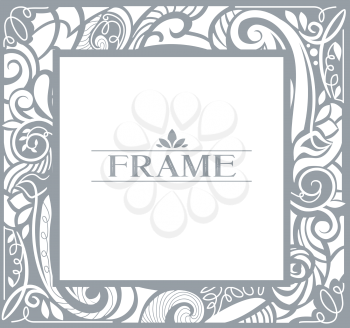 Illustration of a Vintage Frame Decorated with Faded Black Swirls