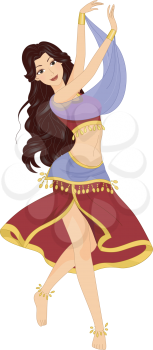 Illustration of a Girl Performing a Belly Dance