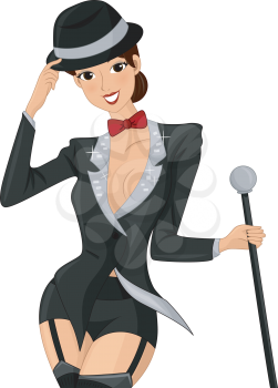 Illustration of a Cabaret Performer Wearing a Tuxedo