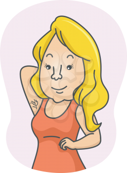 Illustration of a Girl Showing Her Underarm Hair