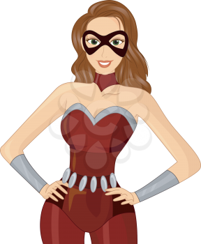 Illustration of a Girl Dressed as a Masked Heroine