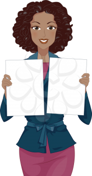 Illustration of an African Girl Holding Blank Boards