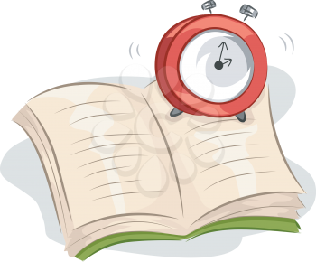 Illustration of a Clock Sitting on Top of an Open Book