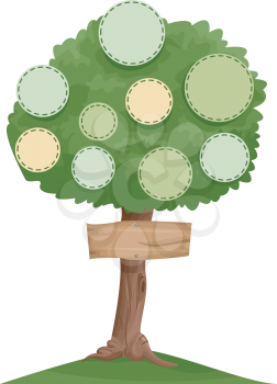 Illustration of a Family Tree with Designated Spots for Individual Photos