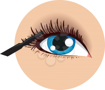Illustration of an Icon Demonstrating How to Use a Mascara