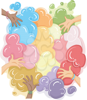 Cropped Illustration of Hands Playing with Colorful Powder