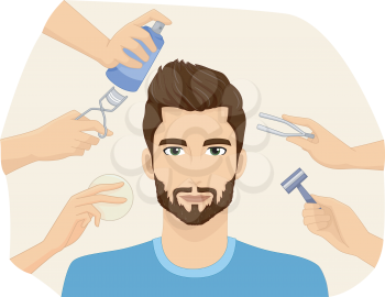 Illustration of a Metrosexual Man Being Groomed