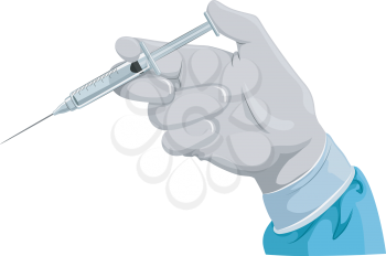 Illustration of a Doctor Holding a Syringe Filled with Fluid