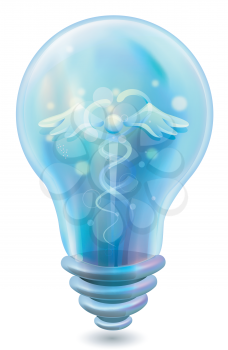 Colorful Illustration of a Light Bulb with a Caduceus Inside - eps10