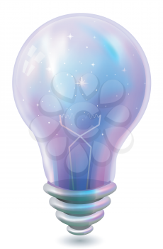 Colorful Illustration of a Light Bulb with Stars Inside - eps10