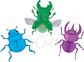 Illustration Featuring Different Types of Colorful Beetles