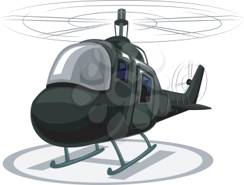 Illustration of a Helicopter Landing on a Helipad