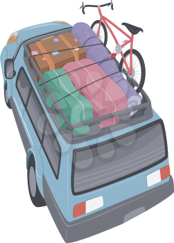 Illustration of an SUV Geared for a Long Road Trip