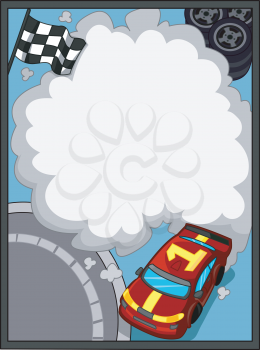 Illustration of a Race Car Leaving Behind a Trail of Smoke
