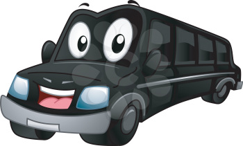 Mascot Illustration of a Black Limousine Flashing a Smile