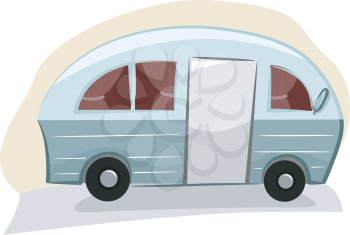 Illustration of a Trailer Van with Visible Curtains