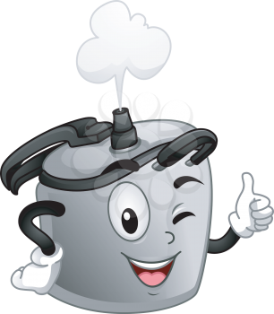 Mascot Illustration of a Pressure cooker while doing the okay sign