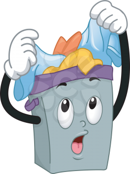 Mascot Illustration of a Hamper overloaded with dirty clothes