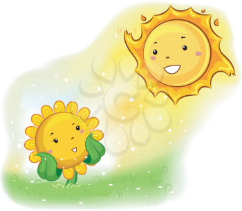 Mascot Illustration of a Sunflower facing the sun