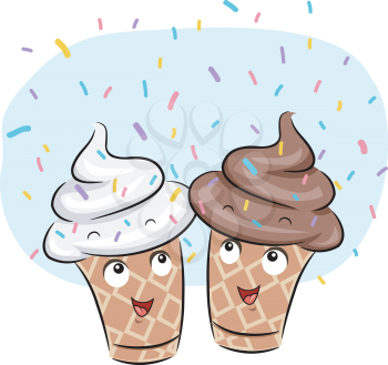 Mascot Illustration of Ice Cream scattered with sprinkles