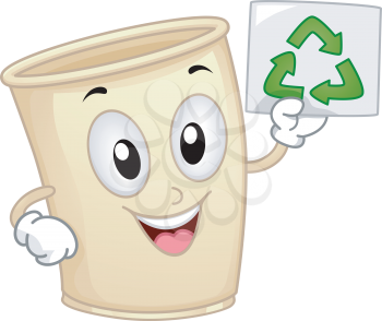 Mascot Illustration of a Paper Cup promoting the importance of Recycle