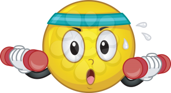 Illustration of a Smiley wearing a Headband while working out with a dumbbell