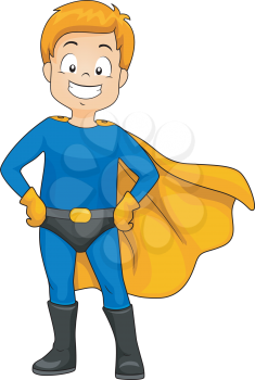 Illustration of a Happy Boy wearing a super hero costume